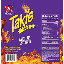 Barcel Takis Fuego Rolled Tortilla Chips 1 oz 46 Count
nutrition facts