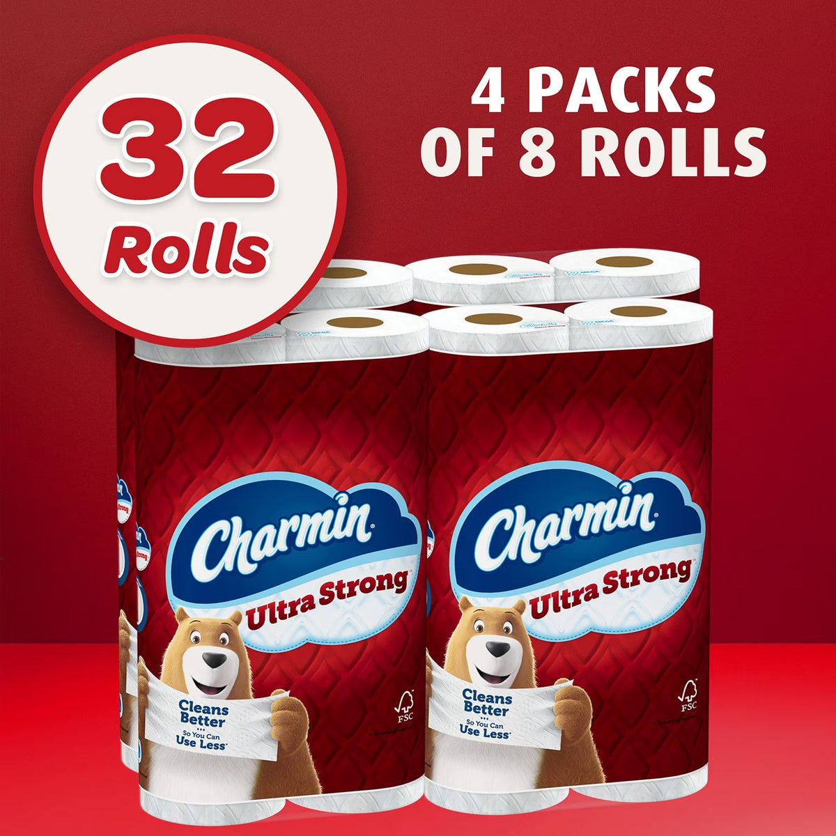 Charmin Ultra Strong 2-Ply Toilet Paper, 231 Sheets/Roll, 32 Rolls — Durable & Septic-Safe