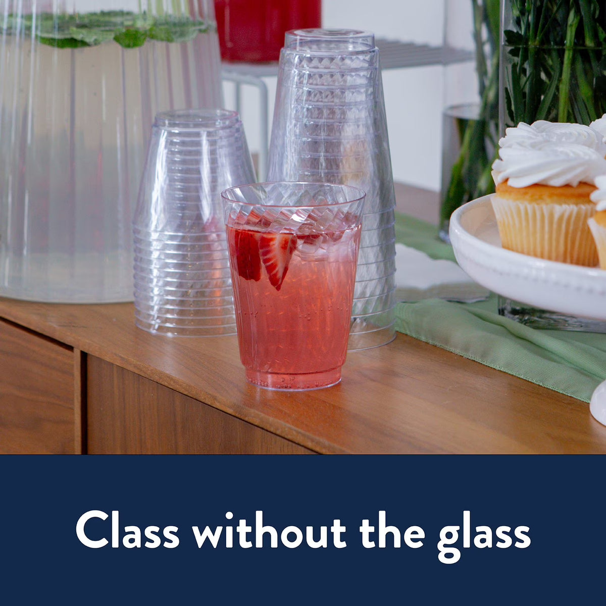 Chinet Crystal Plastic Cups, 14 oz, 60-Pack – Clear Disposable Beverage Cups for Parties & Events