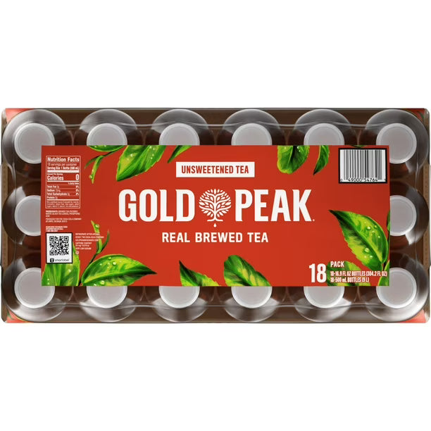 Gold Peak Unsweetened Tea 16.9 fl oz Bottles 18 Pack top view