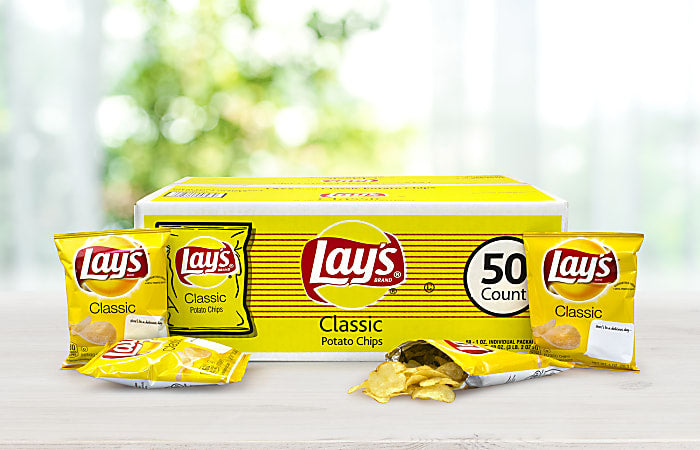 Lay’s Classic Potato Chips 1 oz Bags 50 Pack Bulk Snack