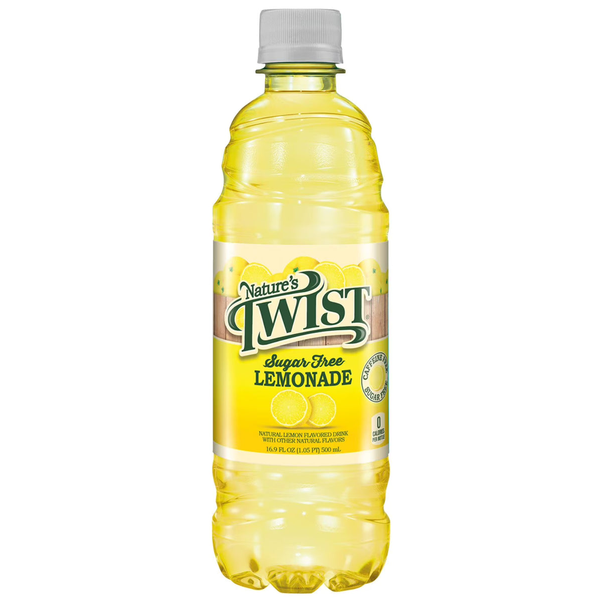 Nature's Twist sugar-free lemonade bottle on a white background
