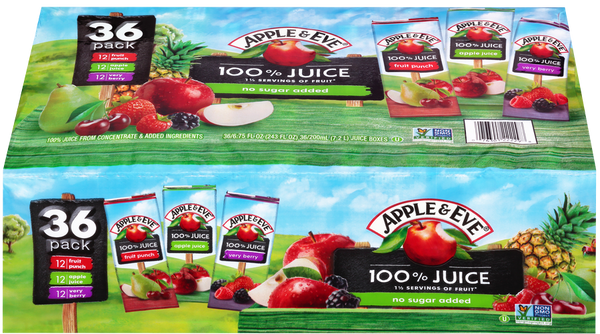 Apple & Eve 100% Juice Variety Pack, 6.75 fl oz, 36-Pack — Assorted Fruit Juices, No Sugar Added