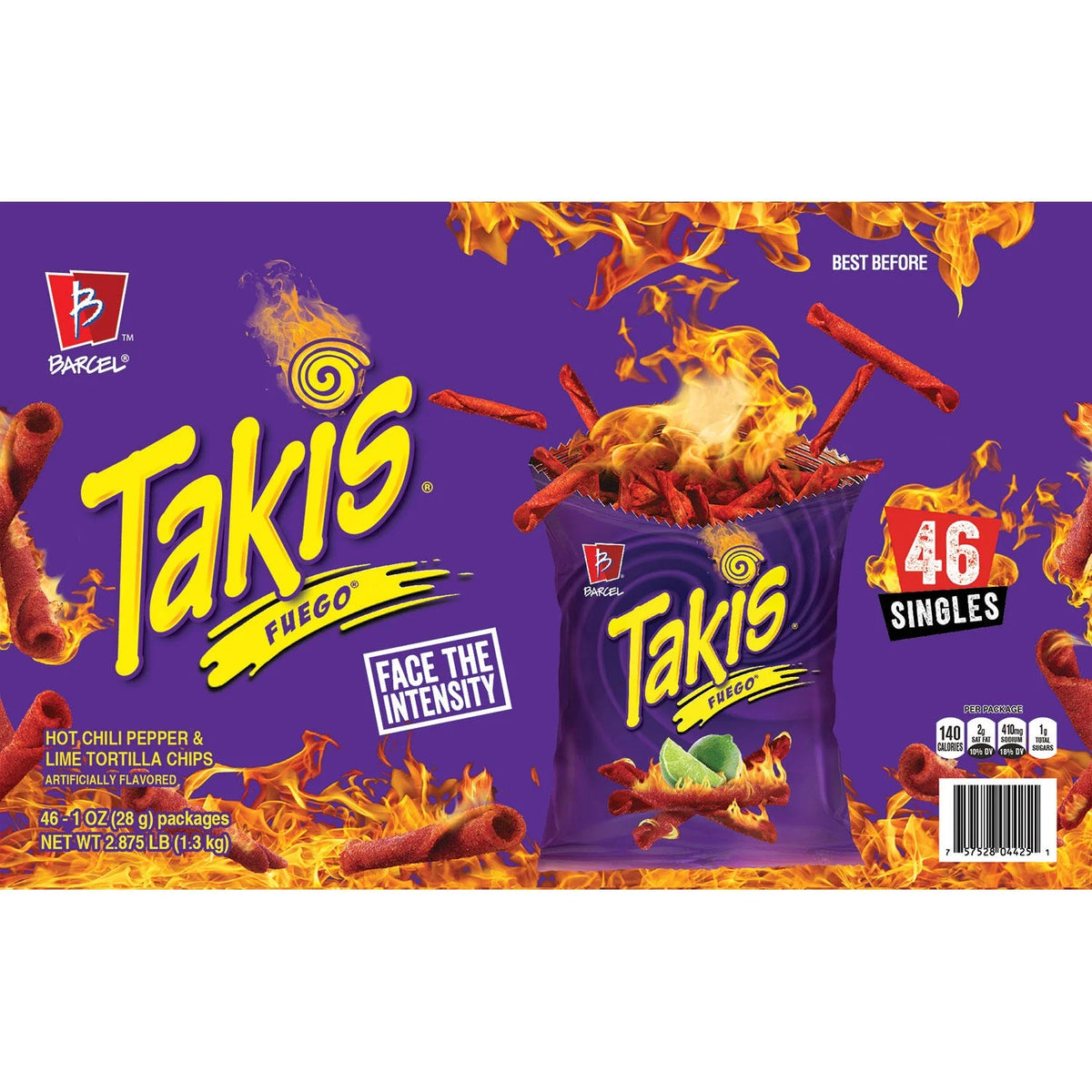 Barcel Takis Fuego Rolled Tortilla Chips 1 oz 46 Count