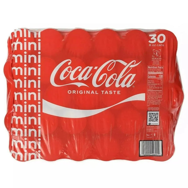 Coca-Cola Mini Soda Cans, 8 fl oz, 30-Pack – Original Taste Carbonated Soft Drink