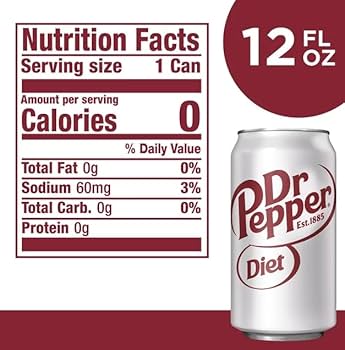 Diet Dr Pepper Soda 12 fl oz Cans 36 Pack