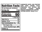 Nutrition facts label for a carbonated drink on a white background
