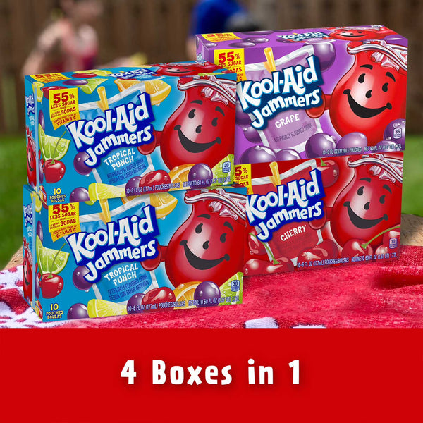 Kool-Aid Jammers Variety Pack Juice Pouches, 6 fl oz, 40-Pack – Assorted Flavors, Ready-to-Drink