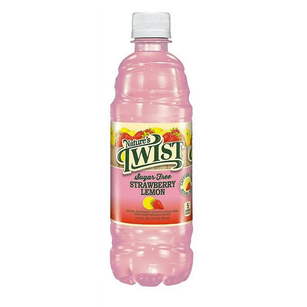 Nature’s Twist Sugar-Free Strawberry Lemon Drink, 16.9 fl oz, 24-Pack — Refreshing Zero Sugar Beverage