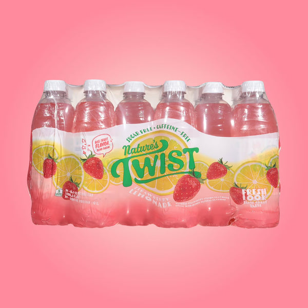 Nature’s Twist Sugar-Free Strawberry Lemon Drink, 16.9 fl oz, 24-Pack — Refreshing Zero Sugar Beverage
