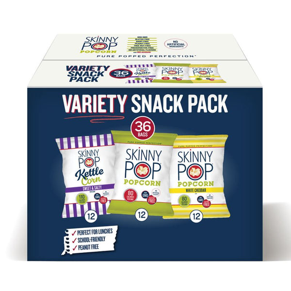 SkinnyPop Variety Snack Pack Popcorn, 0.5 oz – 36 Pack Bulk Snack – Gluten Free & Light