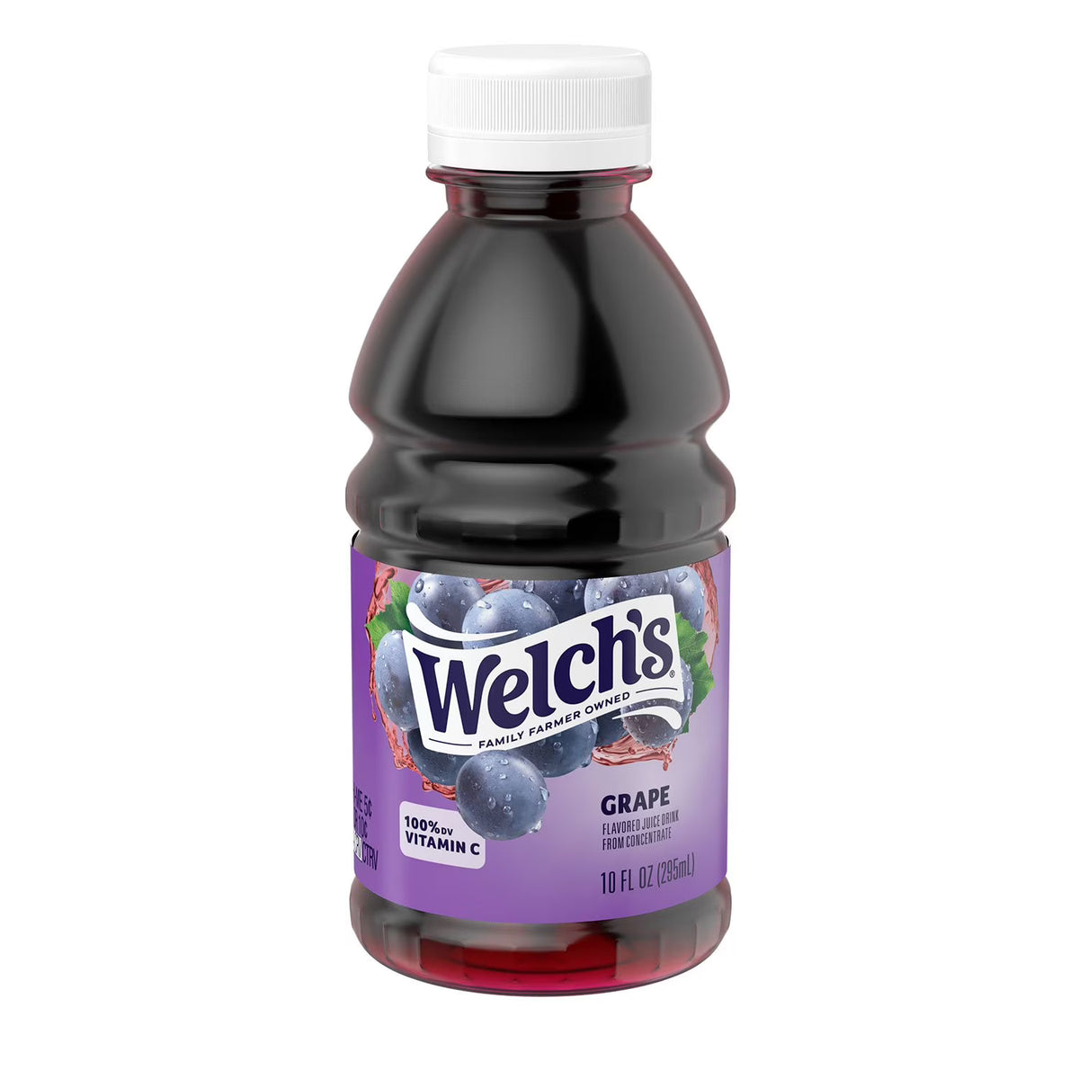 Bottle of Welch's grape juice on a white background